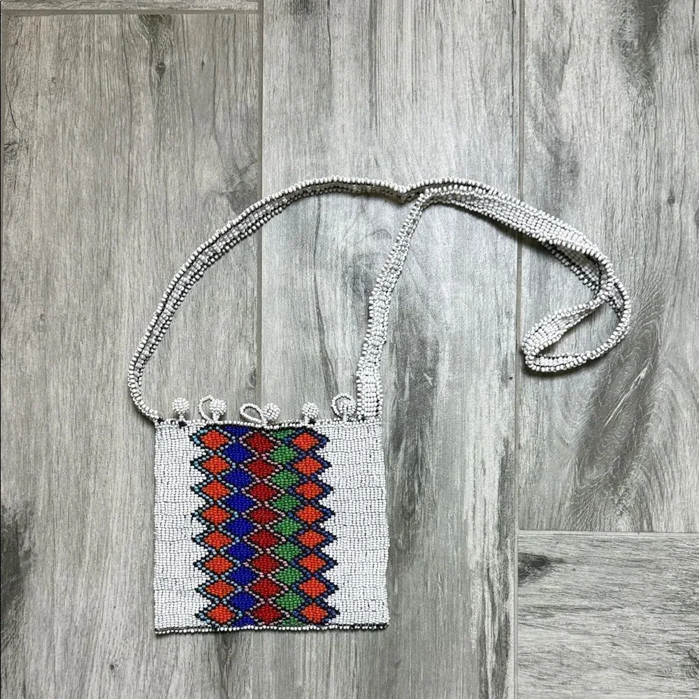 Handcrafted Beaded Crossbody Bag - Multicolor